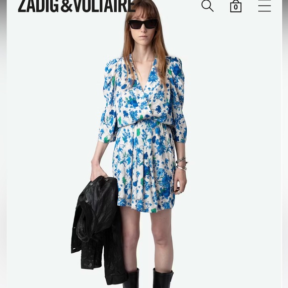 Zadig and Voltaire  Ruz Blue Floral Dress - Picture 1 of 11